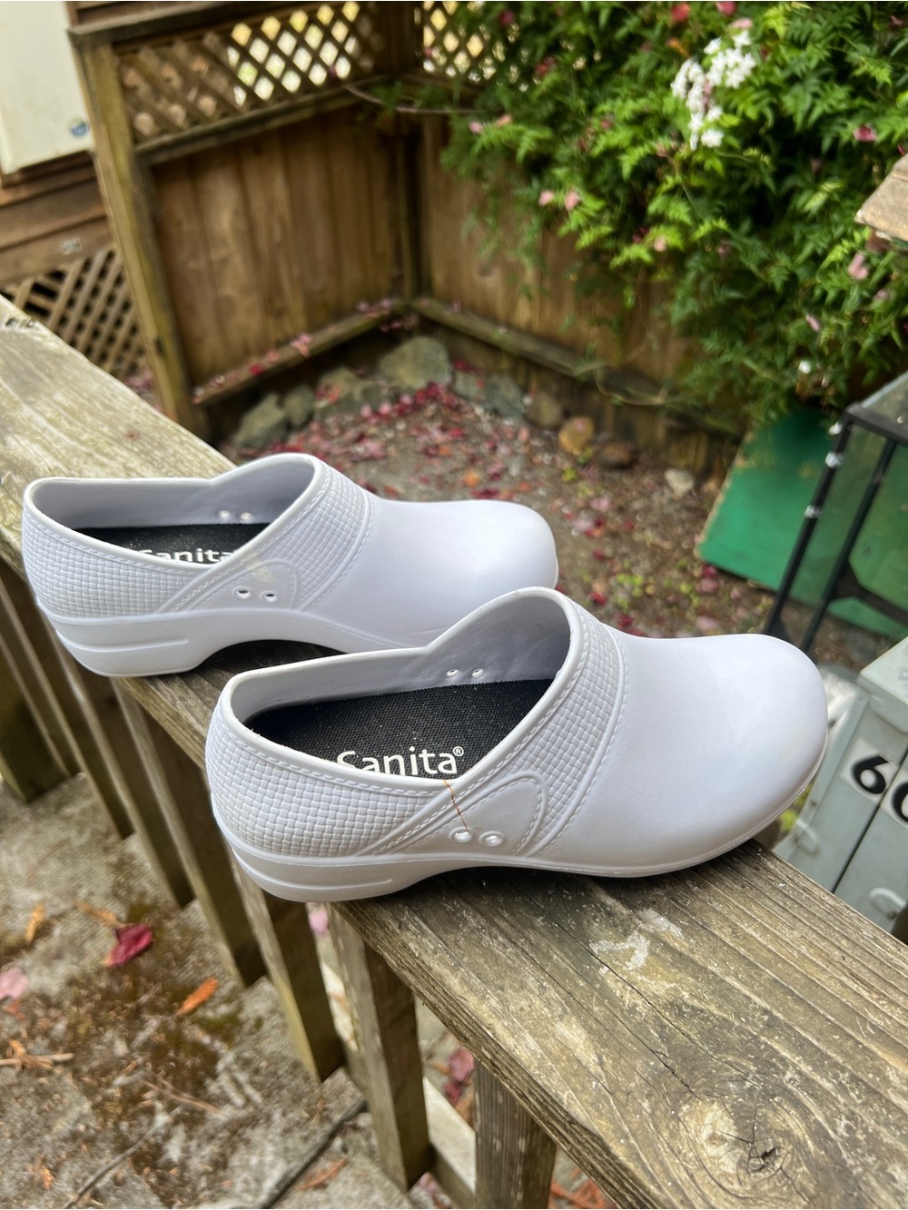Sanita White Slip-On Nursing Clogs for Women